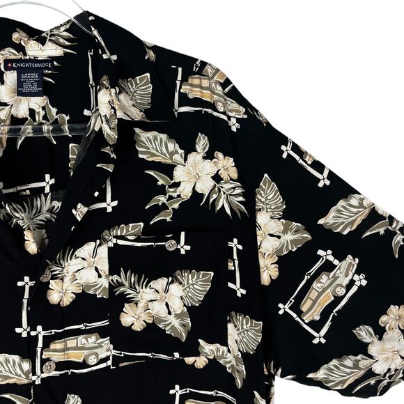 Knightsbridge Mens Button Down Hawaiian Vintage Cars Shirt Large - Picture 5 of 9